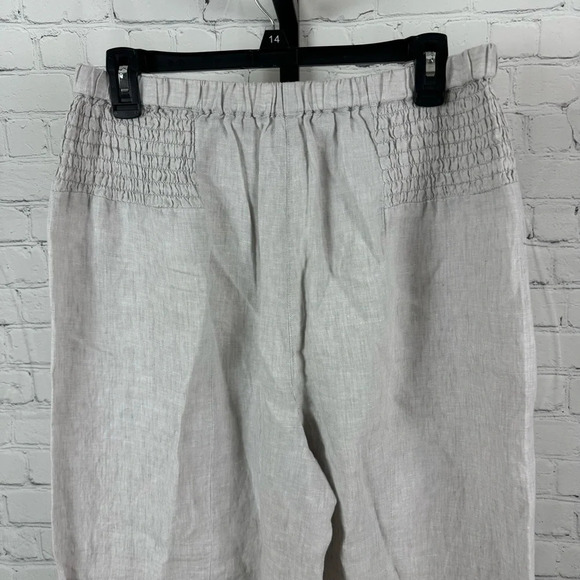 Sigrid Olsen Light Gray Wide Leg Linen Pants Pull On Size Large - Picture 6 of 6